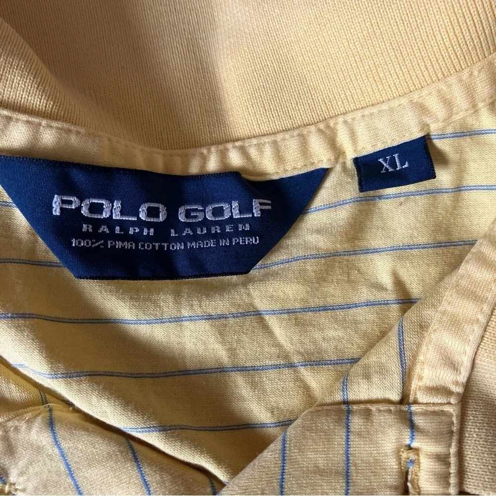 Vintage‎ Ralph Lauren Golf Stripe polo Yellow Knit Short Sleeve - Picture 3 of 4